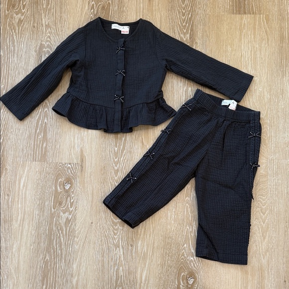 Zara Other - Zara Kids Charcoal Girls Bow Set Size 3T
